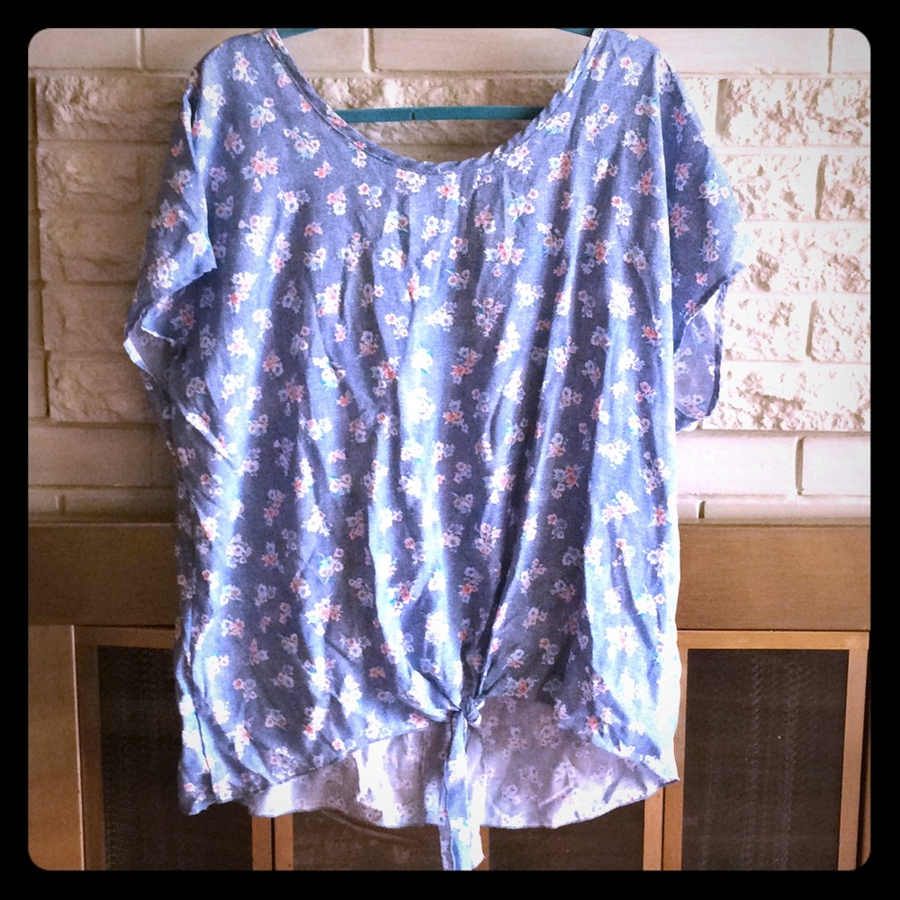 Light blue plus size blouse